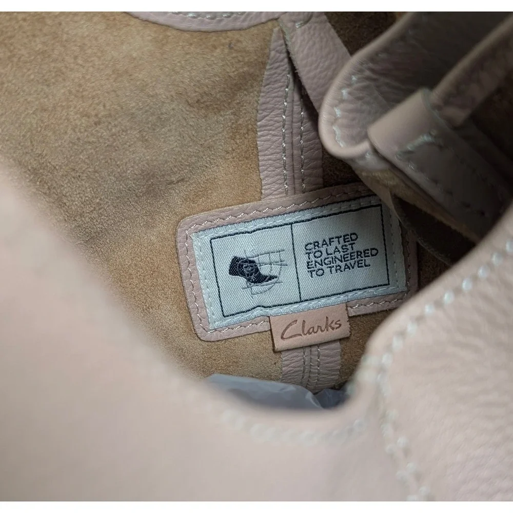Clarks Pink Pebbled Leather Hobo Bag Slouchy Tote with Removable Pouch 26134275